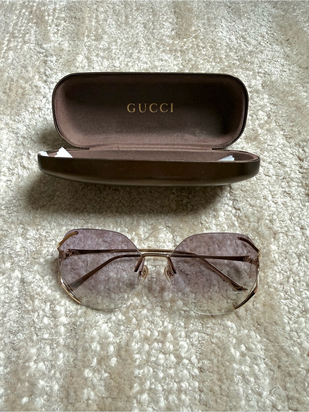 Gucci rimless purple gradient sunglasses